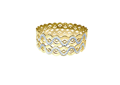 Two Tone Plated CNC Fashion Bangles with Wavy Border